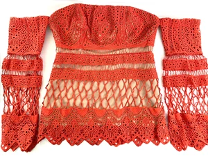 MINISTRY OF STYLE Designer Label Womens Off the Shoulder Orange Top Size 10 - Picture 1 of 9