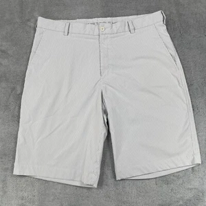 Nike Golf Shorts Men's 36 White Gray Striped Stretch Pockets Mid-Rise Flat Front - Picture 1 of 12