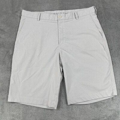 Pantalones Cortos de Golf Nike Para Hombre 36 Blanco Gris Rayas Bolsillos Elastizados Tiro Medio Frente Plano Foto 1 de 4