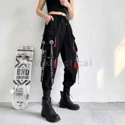 Women Cargo Pants Harem Pants Fashion Punk Pockets Jogger Trousers - Image 1 of 4