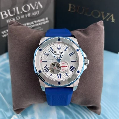 Bulova Marine Star Series A pulseira azul/98A225 relógio automático cronógrafo masculino 45mm - Imagem 1 de 4