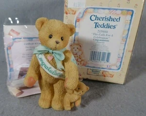 Cherished Teddies Congratulations Bear THIS CALLS FOR A CELEBRATION Figure Gift  - Picture 1 of 4