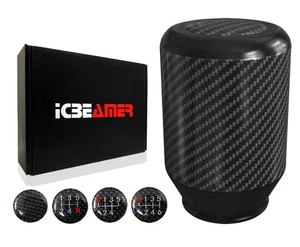 JDM Black Aluminum w/ Carbon Fiber Manual Transmision Shift Knob 5 6 speed X24 - Picture 1 of 7