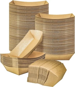MotBach 100 Pack 2lb Paper Food Trays, Heavy-Duty Medium, Brown - Picture 1 of 7