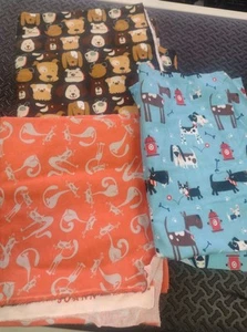 Dogs And Cats Light Flannel Fabric Material Pieces New From Joann Fabrics - Picture 1 of 4