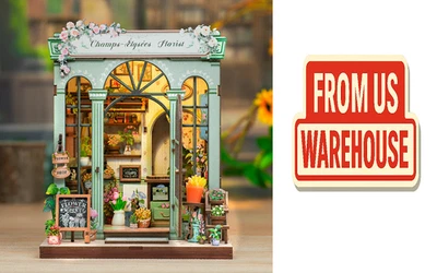 Kit de rincón de libros CUTEBEE HÁGALO USTED MISMO Campos Elíseos Floristería Miniatura Madera Diorama Artesanal. Foto 1 de 4