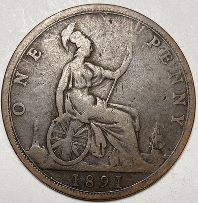 1891 Great Britain Bronze One Penny - Image 1 of 2