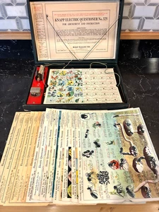 Vintage Knapp Electric Questioner #325 Game In Wood Box 15 Cards #2 - Picture 1 of 8