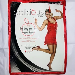 Delicioso Disfraz Sexy Ropa NY Rojo Lindy Encaje Flecos Aleta Años 20’s Halloween XS - Imagen 1 de 3