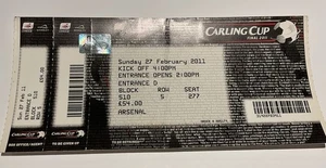 Arsenal v Birmingham City 2011 Carling Cup Final Used Match Ticket RARE - Picture 1 of 2