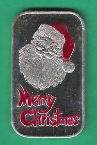 FROHE WEIHNACHTEN - FARBIGER .999 SILBER KUNSTBARREN - Bild 1 von 2