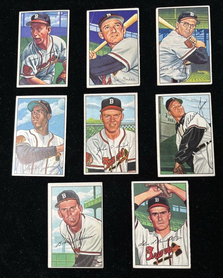 1952 Bowman Lot 8 Boston Braves Cards Last YR/Sam Jethroe Ex- NrMt⚾️ - Image 1 of 4