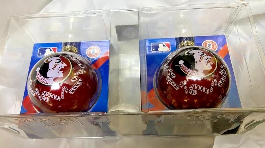 Florida State Seminoles Football Basketball NCAA Glass Ball Ornament Set NEW - Image 1 of 1
