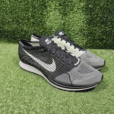 Кроссовки спортивные Nike Flyknit Racer черные белые вольт 526628-011 мужские размер 13 - Изображение 1 из 4