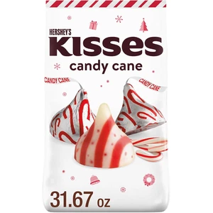HERSHEY'S KISSES Candy Cane Flavored, Christmas Candy Bulk Bag, 31.67 Oz - Picture 1 of 12