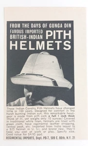 PITH HELMETS British-Indian "From the Days of Gunga Din"NY (Small Print Ad) 1961 - Picture 1 of 3
