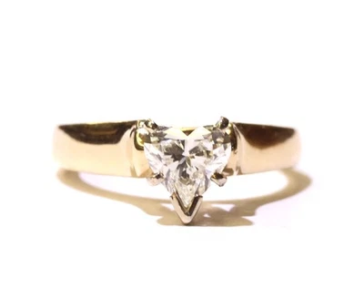 GIA 14k yellow gold 1.01ct VS2 J heart solitaire diamond engagement ring 5.3g - Image 1 of 4