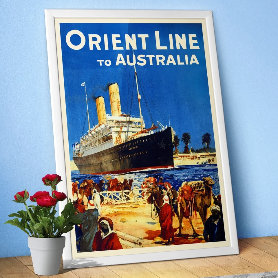 Australia, Travel Poster 1930s – Vintage Cruise Ship Wall Art, retro wall decor - Image 1 of 4