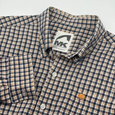 Mountain Khakis Hiking Shirt Men’s Sz M Blue Orange Button Down Check Stretch - Image 1 of 4