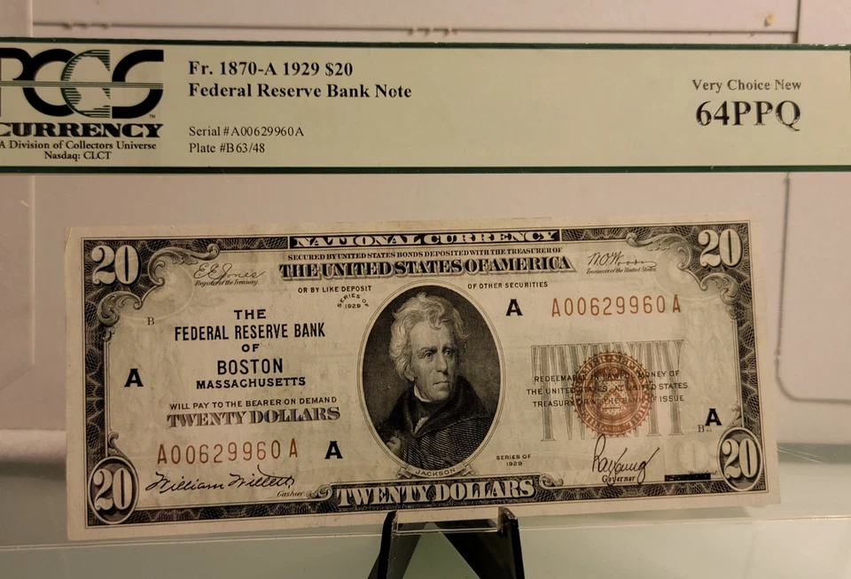 1929 $20 FRBN Fr,#1870-A~ BOSTON Ma. PCGS CERT. @ 64PPQ~ - Image 1 of 4