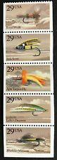 1991 #2545-2549 - 29¢ - FISHING FLIES - Booklet Strip of 5 Stamps - Mint NH