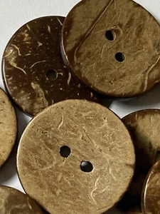 Real Coconut Shell Buttons 25mm / 40L 2 Hole Pack Of 10 - Picture 1 of 5