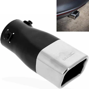 Auto Schwarz Aluminium Chrom Optik Quadratische Form Auspuff Endrohr mit WRC Logo - Bild 1 von 5