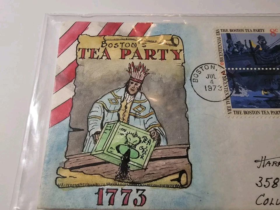 USPS HERMAN MAUL  FDC  SC # 1480-83 HAND PAINTED TEA PARTY STAMP - Image 1 of 4