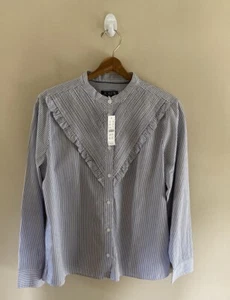 J. Crew Cotton Ruffle Button Blouse New 14 - Picture 1 of 6