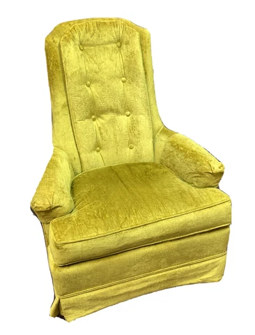 **RARE FIND** Vintage Broyhill Velvet Tufted Chair MCM Golden Yellow Gold Velour Cover