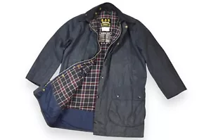Men's Barbour Border Jacket Vintage Wax Blue Navy A205 England Size C40/102cm - Picture 1 of 22