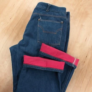 vtg GANDER MOUNTAIN flannel lined straight leg denim jeans 40x32 dark wash talon - Picture 1 of 8