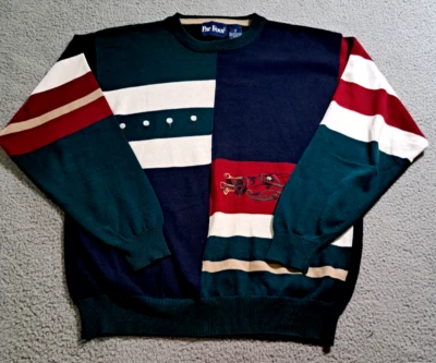 Par Four Men`s Multi-Color Block Embroidered Golf Long Sleeve Sweater / Size Med - Image 1 of 4