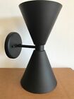 Bow Tie Black Wall Sconce Double Shade Mid Century Modern Brass Wall Fixture 2 A