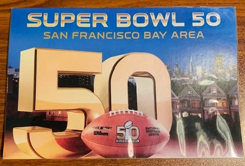 VTG 2016 Super Bowl 50 Stadium Postcard Denver Broncos vs Carolina Panthers Cover