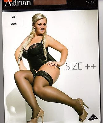 BELLA transparente halterlose Lycra Strümpfe schwarz haut Size Plus XL-XXXL 5-8 - Bild 1 von 3