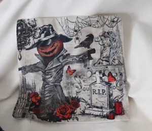 Halloween Pillow Cover Pumpkin Ghoul Gothic Decor Halloween Raven Scarecrow Tomb - Picture 1 of 3