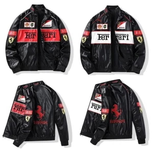 Stand Collar Embroidered Zipper Racing Jacket New Unisex Adult F1 Team Racing PU - Picture 1 of 6