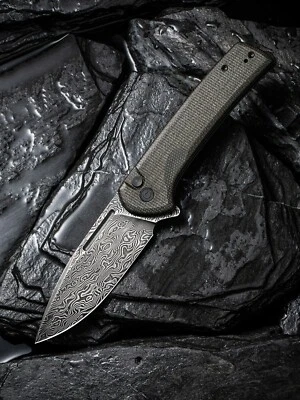 Cuchillo Plegable Civivi Conspirator 3.48" Hoja de Acero Damasco Verde Mango Micarta Foto 1 de 4