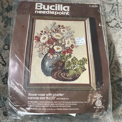 Vintage Bucilla  Needlepoint Flowers With Planter #4259 - Image 1 of 3