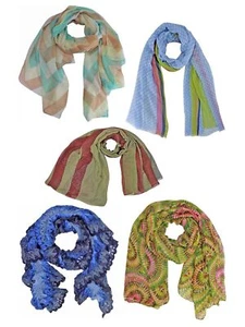 FASHIONABLE PRINT SCARF COLLECTION 5-PACK BUNDLE LOT - Imagen 1 de 10