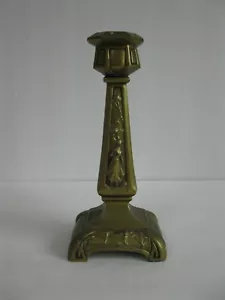ANTIQUE METAL ORNATE CANDLE HOLDER LADY AND FLOWERS, SINGLE ONE 7 .5 TALL - Picture 1 of 5