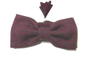 Papillon Wolle Herren Rot Bordeaux Dis Blau Grün & Komplett Passender Clutchbag - Picture 1 of 7