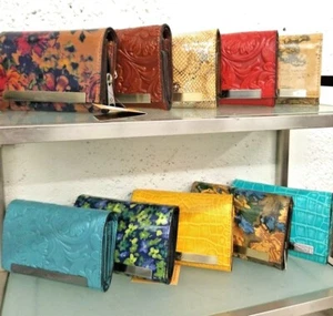 PATRICIA NASH CAMETTI Cuero Triple Cartera Bolso sin asas ELIGE TU COLOR Y PATRÓN - Imagen 1 de 25