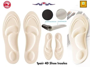 Unisex 4D Memory Foam Orthopaedic Shoe Insoles Pads Comfort Foot Feet Heel NEW - Picture 1 of 19