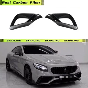 Carbon Fiber Black Front Bumper Air Vent For Mercedes W217 S63 AMG Coupe 2018-21 - Imagen 1 de 14