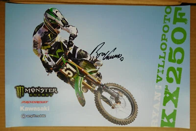 #207 RYAN VILLOPOTO FIRMADO EQUIPO FOLLETO PÓSTER KAWASAKI SUPERCROSS MOTOCROSSS Foto 1 de 2