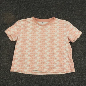Adidas Shirt Womens XS Pink & White Cropped Running Workout Breathable Ladies - Picture 1 of 7