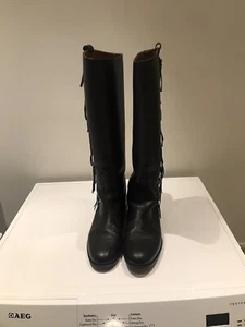 Botas de Montar Valentino Garavani Rodilla Plana Flecos Altos Negros - Imagen 1 de 7