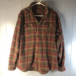 Orvis Men's Button Up XL Thick Plaid Flannel Red Green Heavyweight Long Sleeve - Picture 1 of 9
